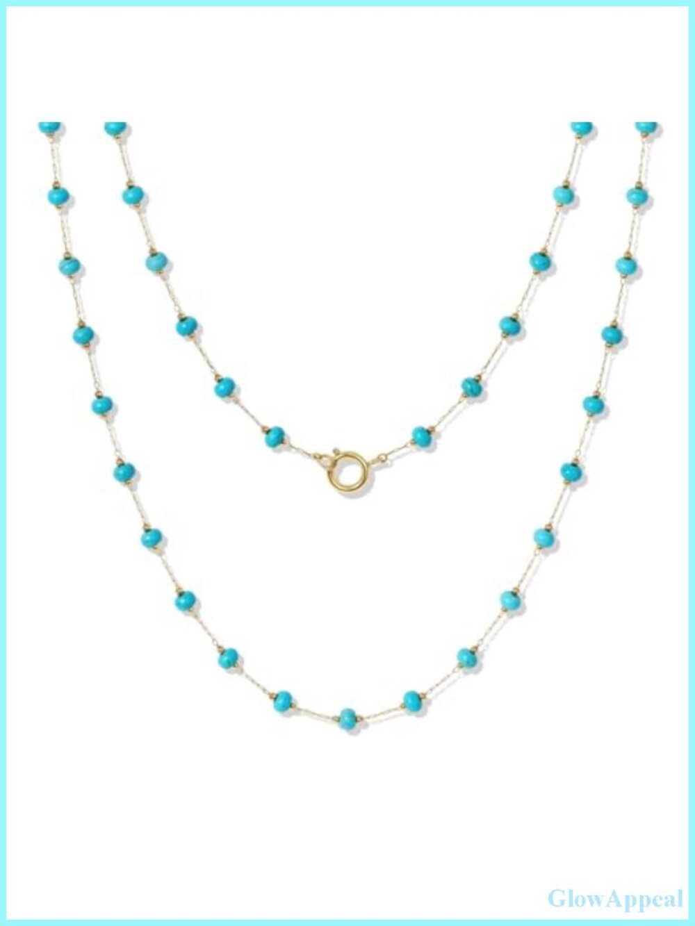 Beaded Natural Stone Long Necklace 3-in-1 14k Gold Plated Chain 34 in Women